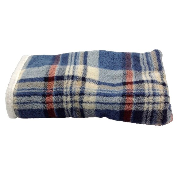 Wayland Square Multicolor Plaid Soft Sherpa Plush Blanket Throw Sz 50"x60" NWOT - Picture 1 of 2